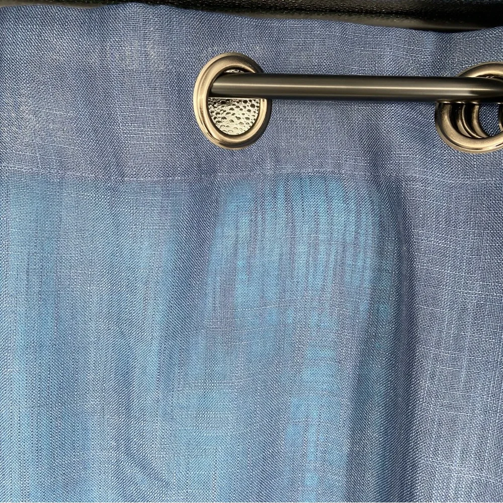Curtain Panels 2, Blue sheer panels with dark silver grommets,‎ 72” x 54” each